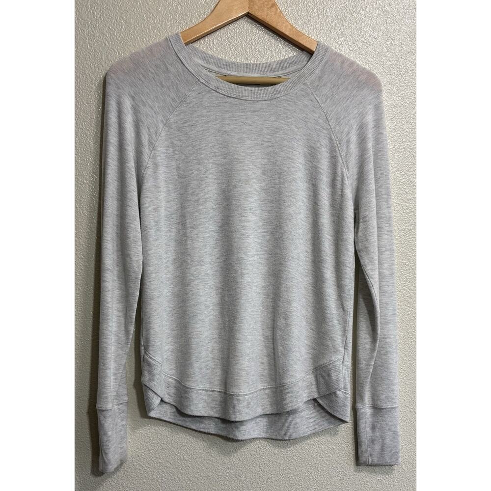 Athleta Grey Crew Neck Sweater Soft Comfy Lightweight Loungewear Women's Size S